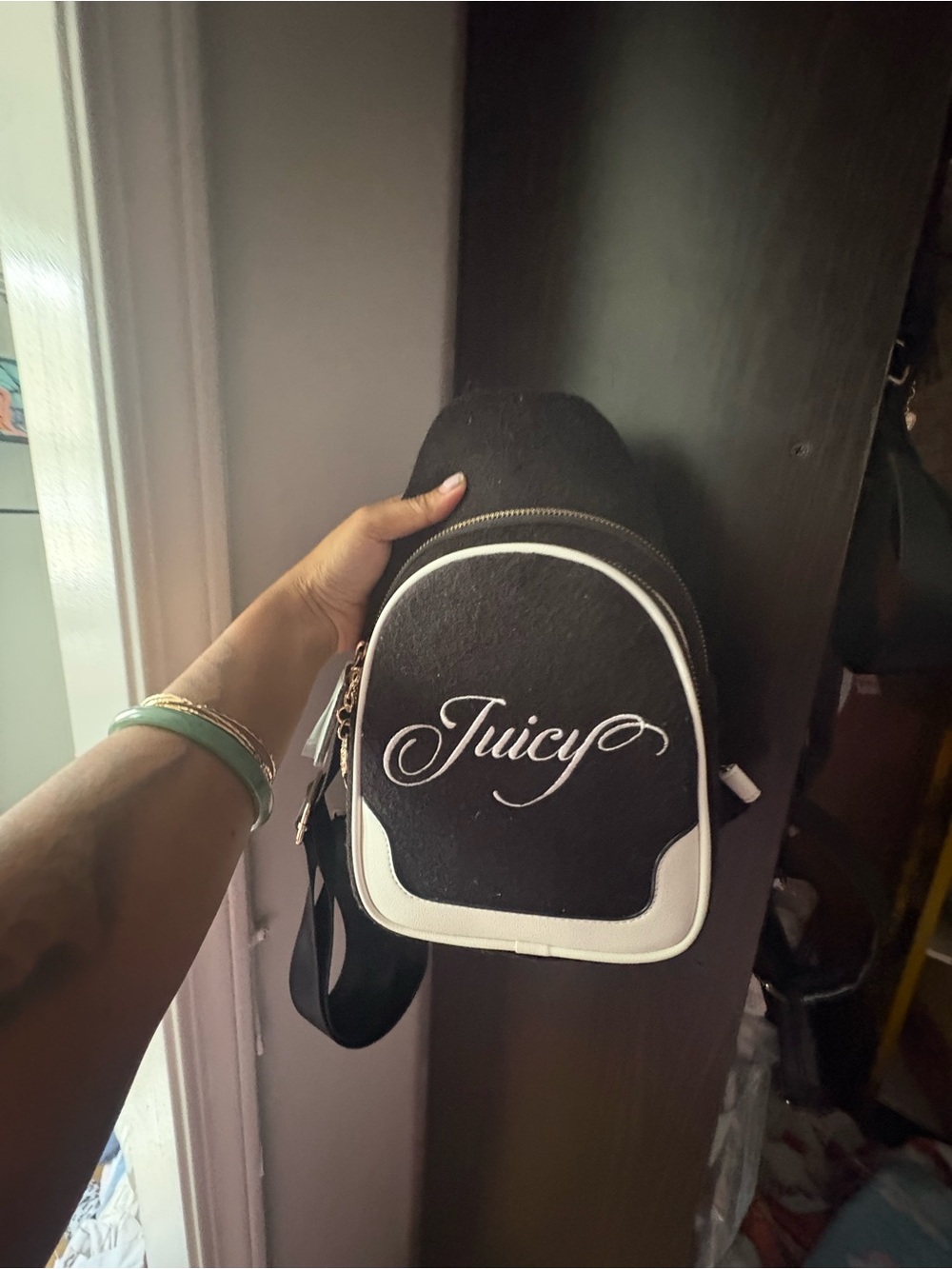 Juicy Couture Black and White Mini Backpack Purse